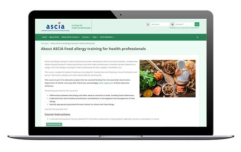 ASCIA food allergy e-training health professionals