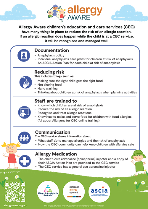 Allergy Aware children's education and care poster