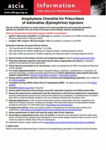 ASCIA anaphylaxis checklist for Prescribers of Adrenaline (Epinephrine) injectors