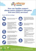 How can families support Allergy Aware children’s education and care (CEC) services?