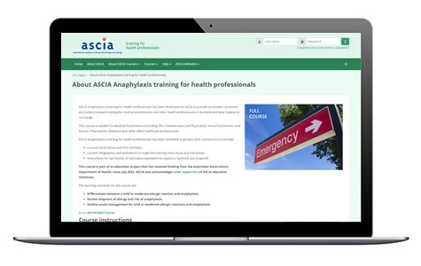 ASCIA anaphylaxis e-training health professionals